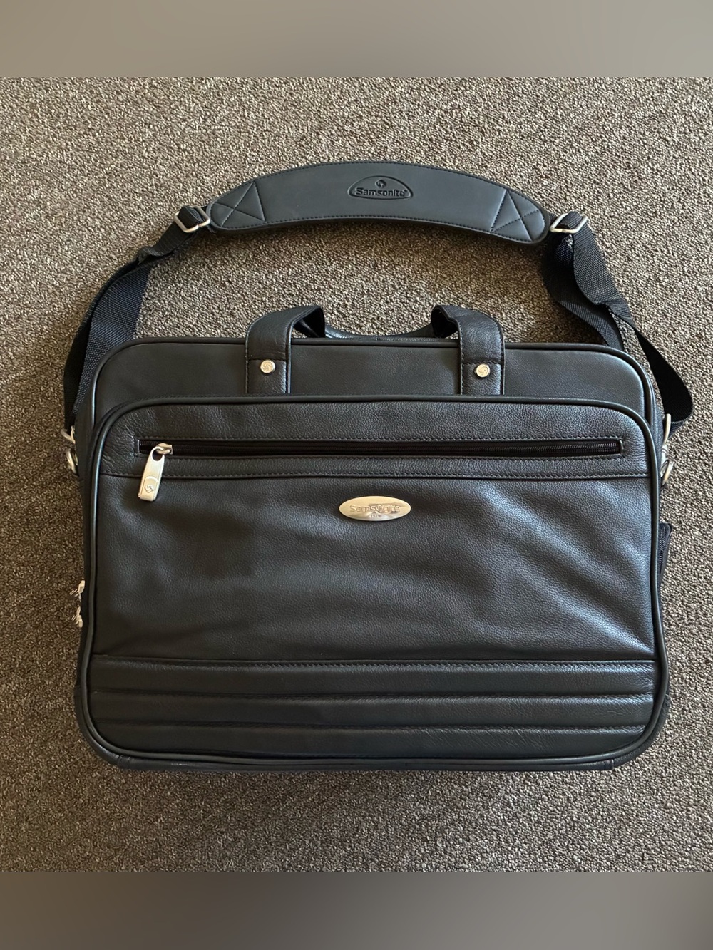 SAMSONITE NEW Classic Expandable Leather Brieftcase Black